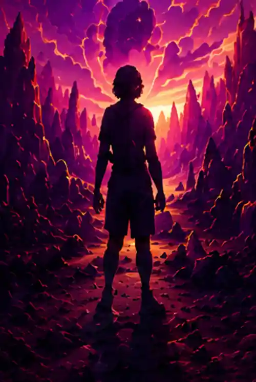 A young adventurer standing in a glowing fantasy landscape alongside the legendary journey of Sultan & The Panther in The SSUULL Universe.